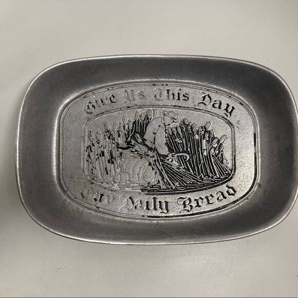 VINTAGE, Silver Bread Pan, “ Give Us This Day, Our Daily Bread”, Made in USA - Picture 1 of 6